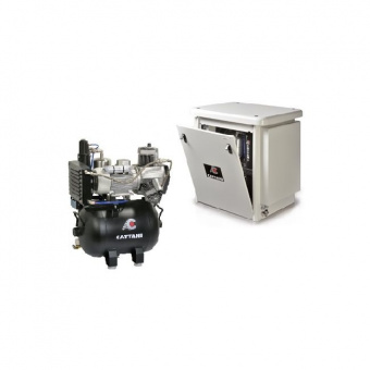 Cattani 45-238 - безмасляный компрессор для 3-х стоматологических установок, c осушителем, с кожухом, с ресивером 45 л, 238 л/мин | Cattani (Италия)